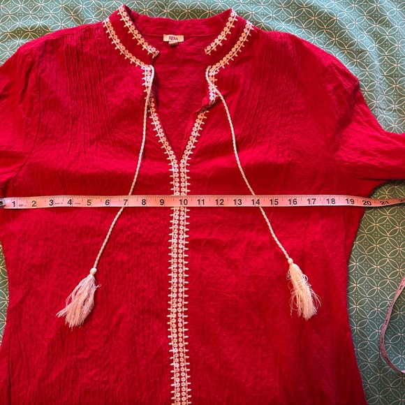 Embroidered red boho top, size L - Picture 8 of 8